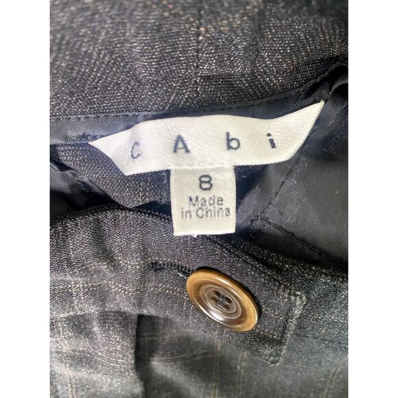 CAbi Straight Wide Leg Trouser Dress Pant Career Belt Loop 8 Brown Grey Plaid - Picture 6 of 14